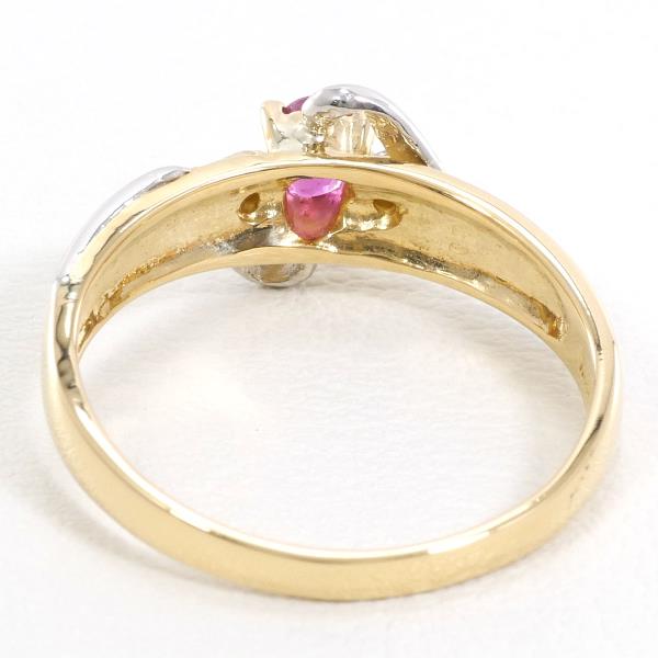 PT900 Platinum K18 Yellow Gold Ruby Ring 10.5 in Excellent Condition