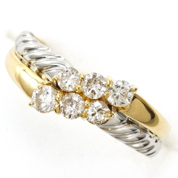 PT900 Platinum K18 Yellow Gold Diamond Ring 8.5 in Excellent Condition