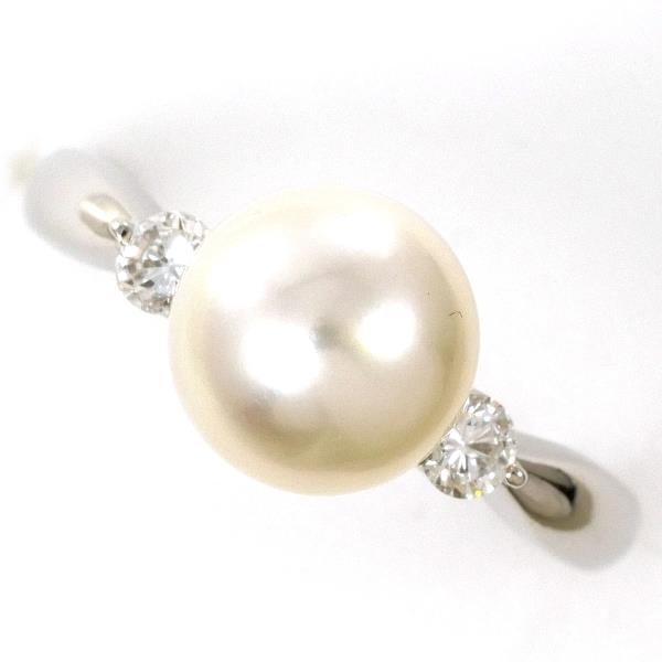 PT900 Platinum Pearl Ring with Diamond