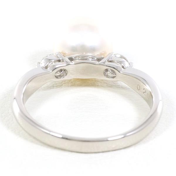 PT900 Platinum Ring with 8.5mm Pearl and 0.20ct Diamond in Excellent Condition