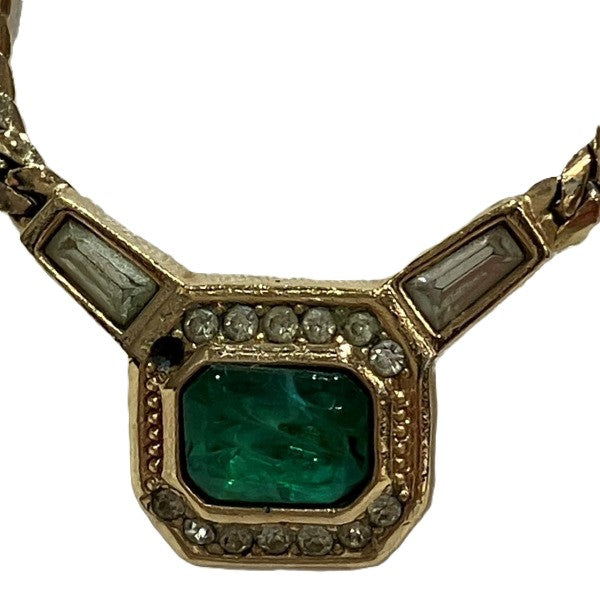 Dior Green Clear Rhinestone Necklace in Good Condition