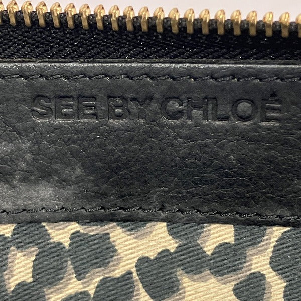 Chloe Black Leather Long Wallet in Good Condition