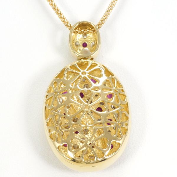 K18 Yellow Gold Ruby Diamond Necklace in Excellent Condition