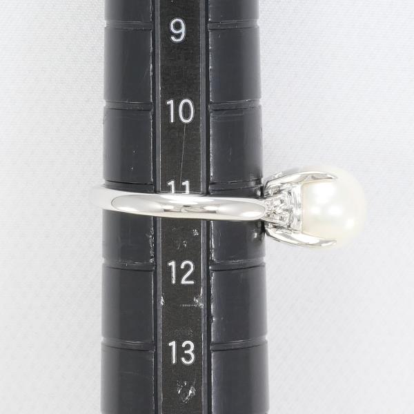 PT900 Platinum Ring with 9mm Pearl and 0.16ct Diamond in Excellent Condition