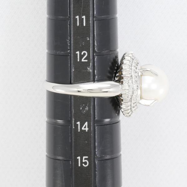 PT900 Platinum Ring with 9mm Pearl and 0.5ct Diamond in Excellent Condition