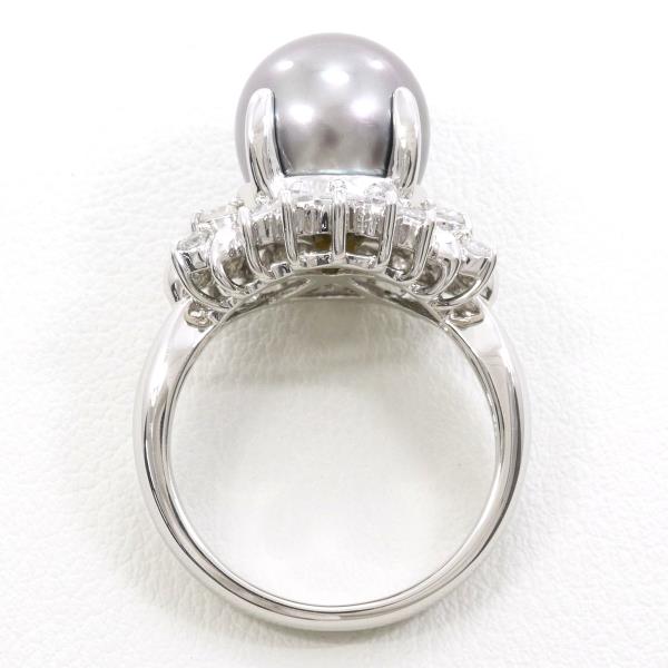 PT900 Platinum Ring Black Pearl Diamond