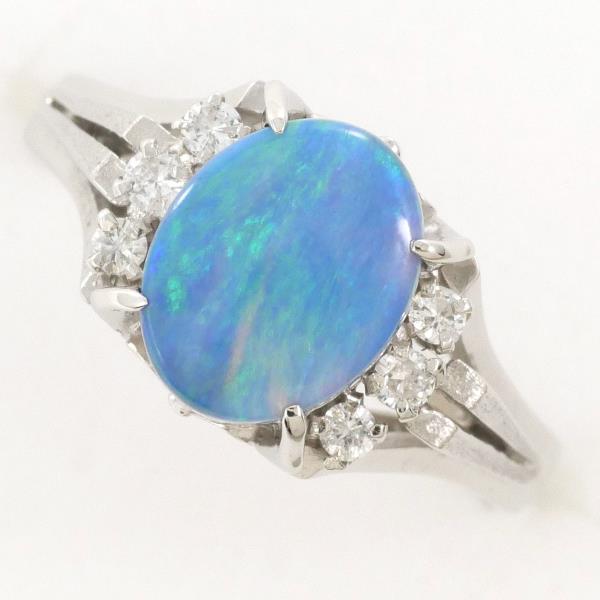 PT900 Platinum Ring Black Opal 0.91ct Diamond in Excellent Condition