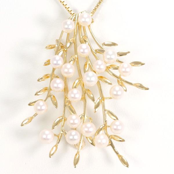 K18 Yellow Gold Akoya Pearl Necklace Brooch