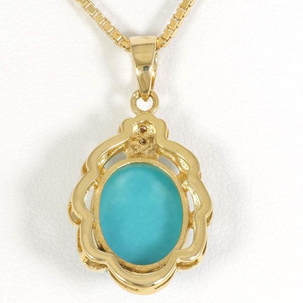 K18 Yellow Gold Turquoise Diamond Necklace in Excellent Condition