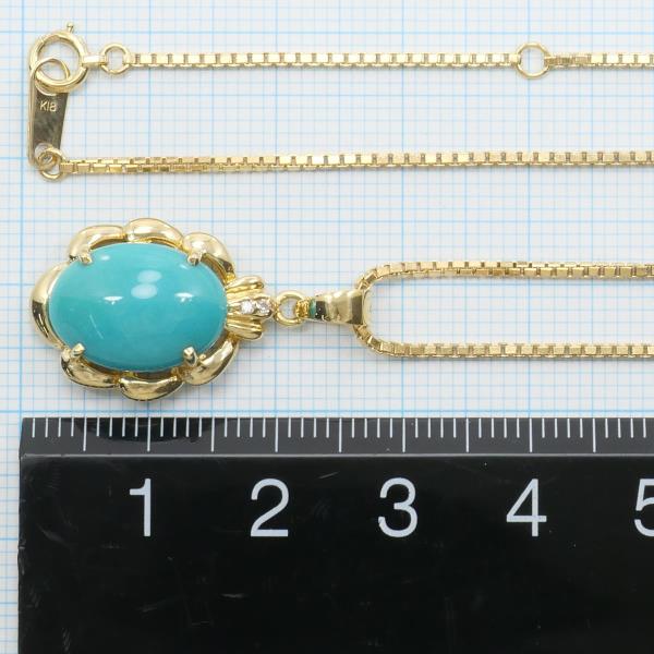 K18 Yellow Gold Turquoise Diamond Necklace in Excellent Condition