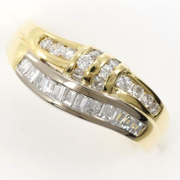 K18 Yellow Gold White Gold Diamond Ring in Excellent Condition