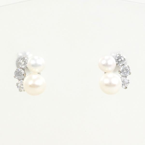 K14 White Gold K10 White Gold Pearl Earrings in Excellent Condition