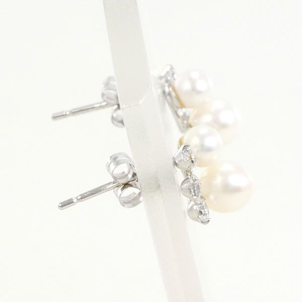 K14 White Gold K10 White Gold Pearl Earrings in Excellent Condition