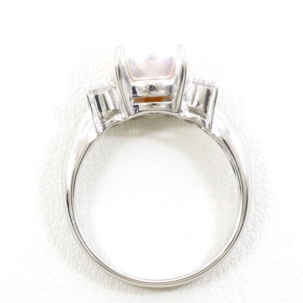 PT900 Platinum Ring with Akoya Pearl and Diamond in Excellent Condition