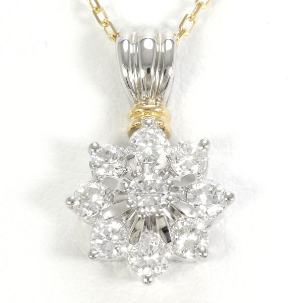 PT900 Platinum K18 Yellow Gold Diamond Necklace in Excellent Condition