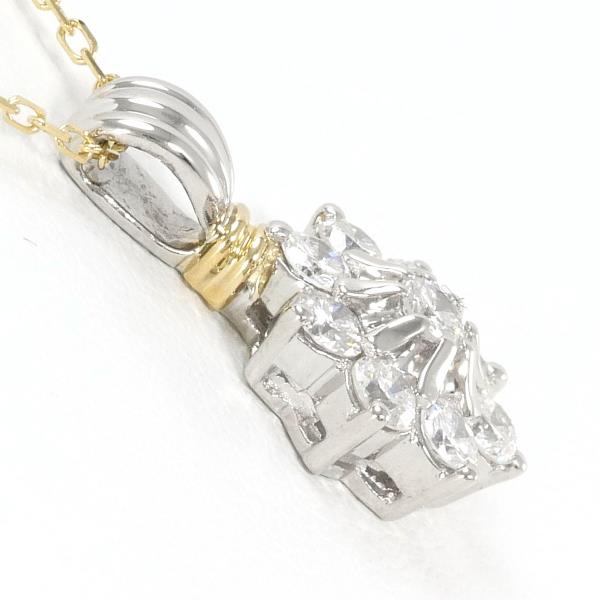 PT900 Platinum K18 Yellow Gold Diamond Necklace in Excellent Condition