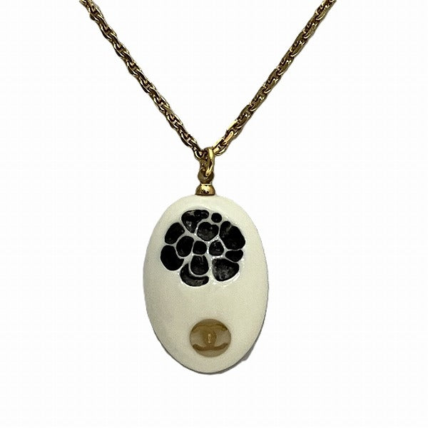 Chanel Camellia White Stone Necklace 02P in Good Condition