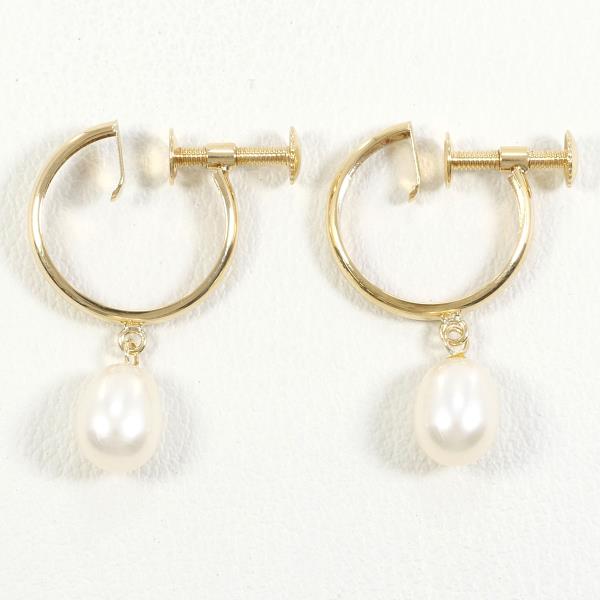 K18 Yellow Gold Pearl Earrings in Excellent Condition