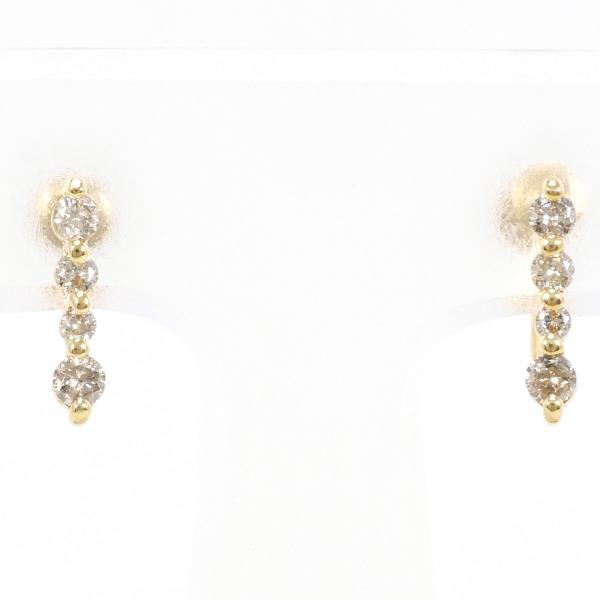 K18 Yellow Gold Brown Diamond Earrings in Great Condition