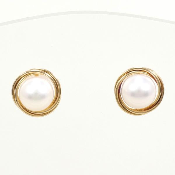 K18 Yellow Gold Pearl Earrings in Great Condition