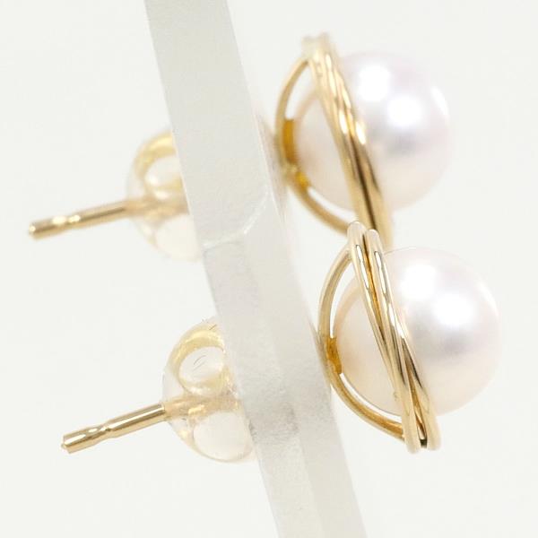 K18 Yellow Gold Pearl Earrings in Great Condition