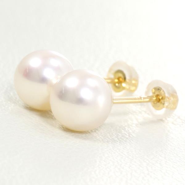 K18 Yellow Gold Pearl Earrings in Great Condition