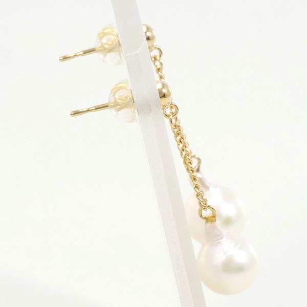 K18 Yellow Gold Pearl Earrings in Great Condition