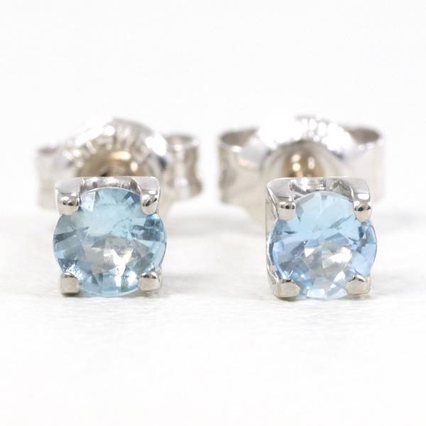 K14 White Gold Aquamarine Earrings in Great Condition