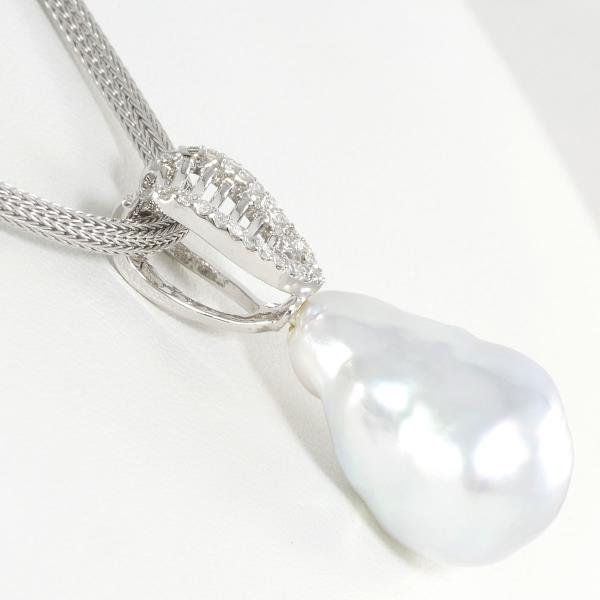 K18 White Gold Pearl Necklace with Diamond