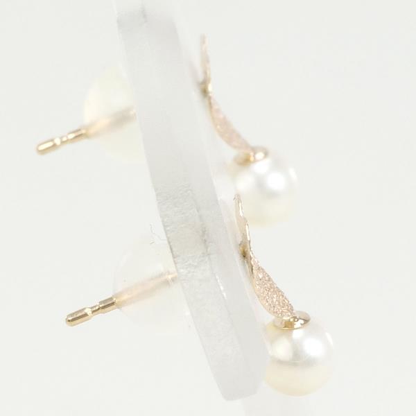 K10 Pink Gold Pearl Earrings in Excellent Condition