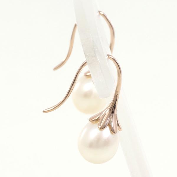 K10 Pink Gold Pearl Earrings in Excellent Condition