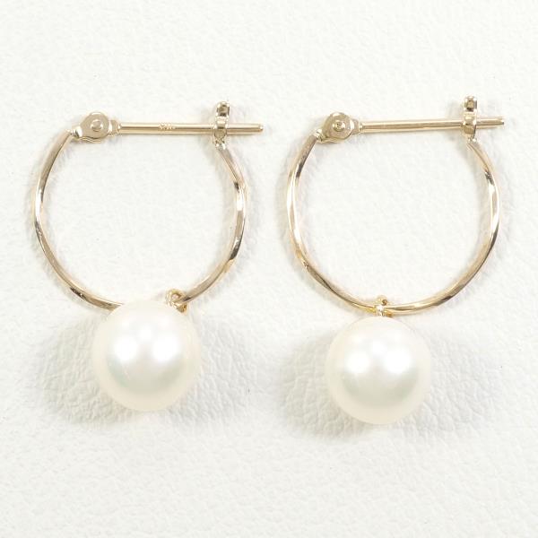 K10 Yellow Gold Pearl Earrings in Excellent Condition