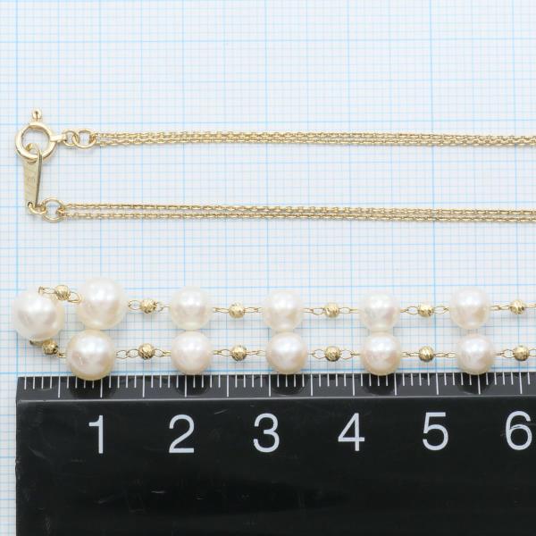 K10 Yellow Gold Pearl Necklace in Excellent Condition