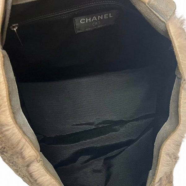 Chanel Rabbit Fur Suede Tote Bag in Fair Condition