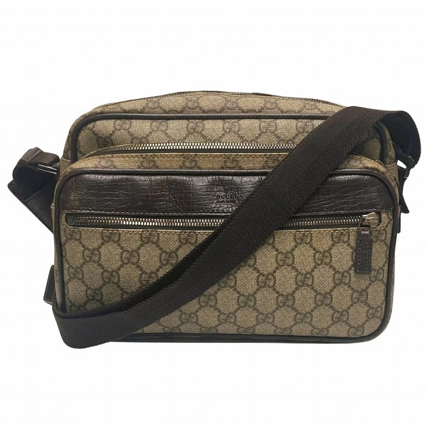 Gucci GG Supreme Leather Canvas Shoulder Bag 114531 in Good Condition