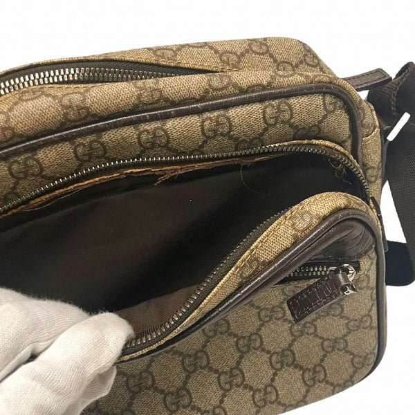 Gucci GG Supreme Leather Canvas Shoulder Bag 114531 in Good Condition