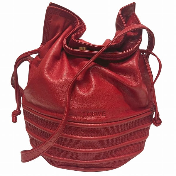 Loewe Nappa Leather Red Drawstring Shoulder Bag in Good Condition