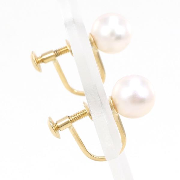 K18 Yellow Gold Pearl Earrings in Excellent Condition