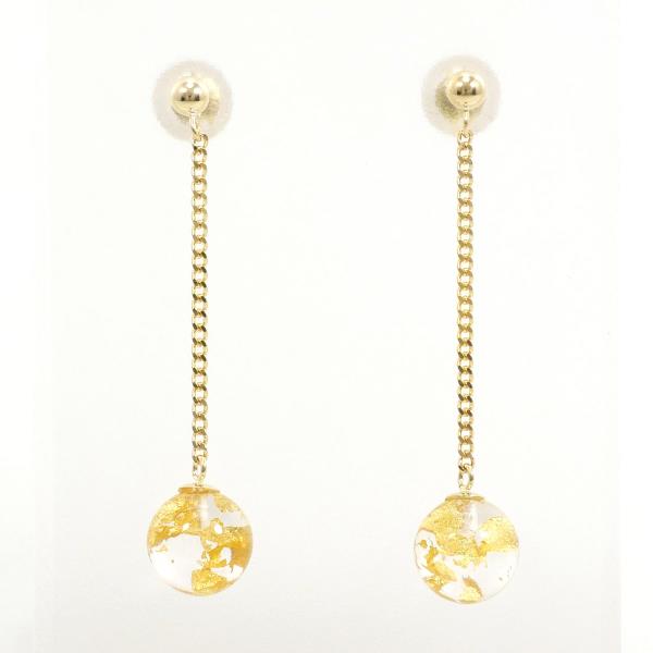 K18 Yellow Gold Earrings with Artificial Stone, 0.7g in Great Condition