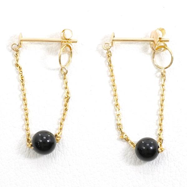 K18 Yellow Gold Onyx Earrings in Great Condition