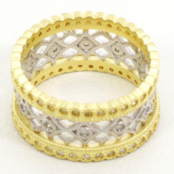 PT900 Platinum K18 Yellow Gold Diamond Ring 8.5 in Excellent Condition