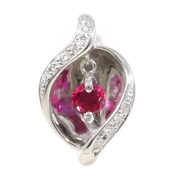 PT900 Platinum Ruby Earring Clip