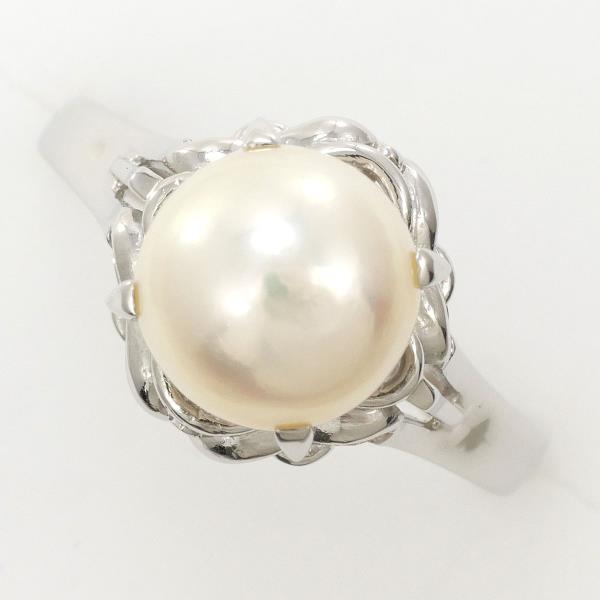 PT900 Platinum Pearl Ring Size 17 in Excellent Condition