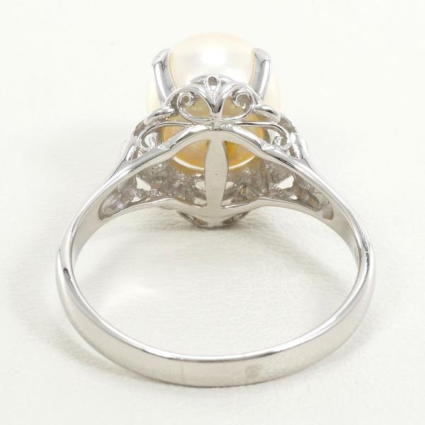 PT900 Platinum Pearl Ring 17 in Excellent Condition