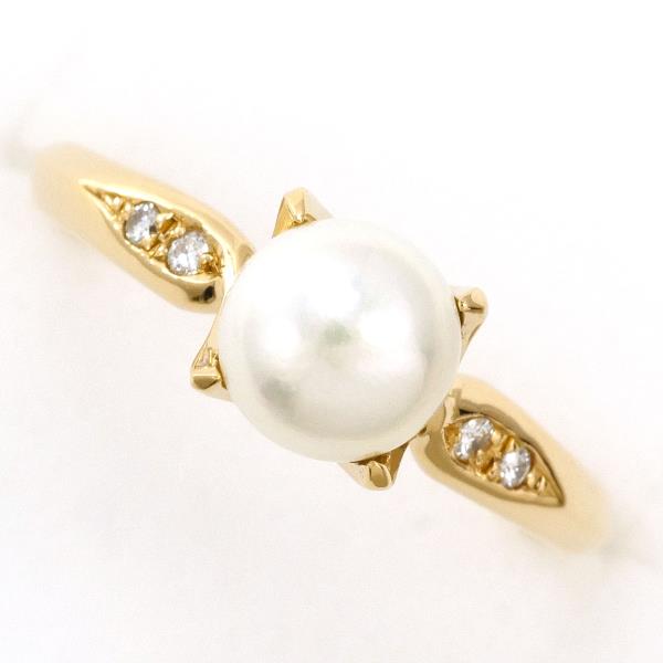 4℃ K18YG Yellow Gold Pearl Ring 8.5 in Pristine Condition