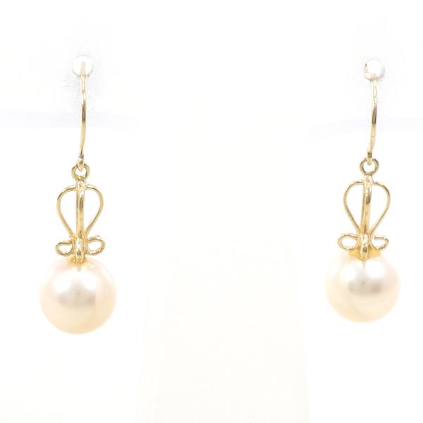 K10 Pink Gold Pearl Earrings in Excellent Condition