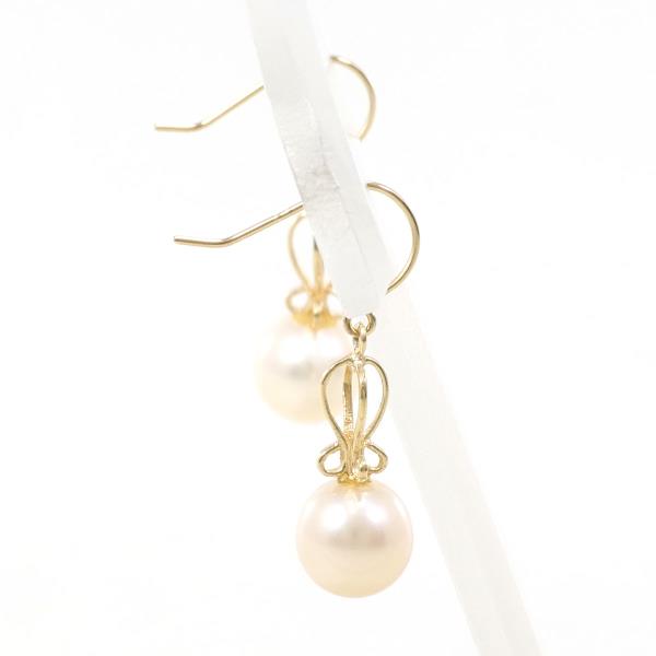 K10 Pink Gold Pearl Earrings in Excellent Condition