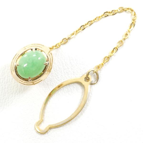 K18 Yellow Gold Jade Pin Brooch