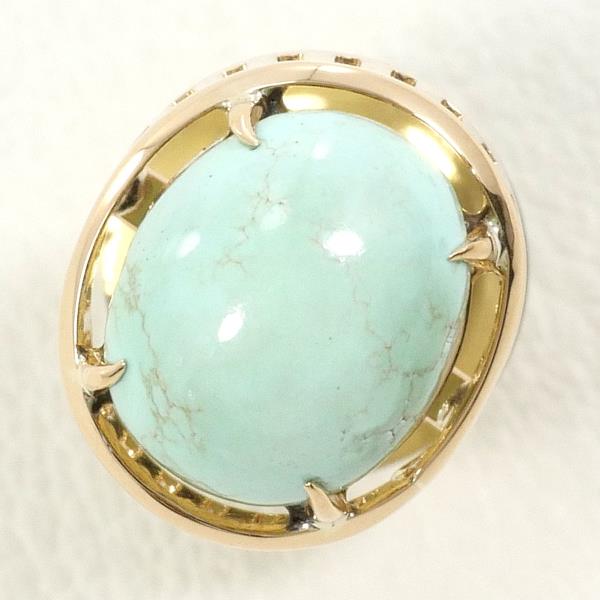 K18 Yellow Gold Alloy Turquoise Pin Brooch