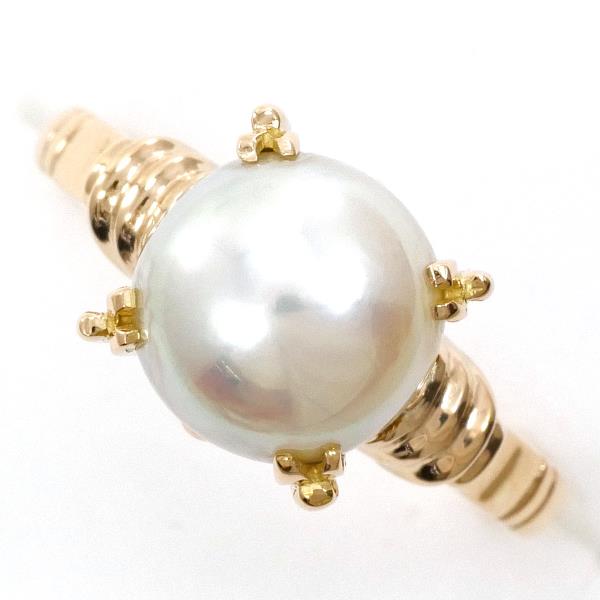 K18 Yellow Gold Pearl Ring 7.5 in Excellent Condition